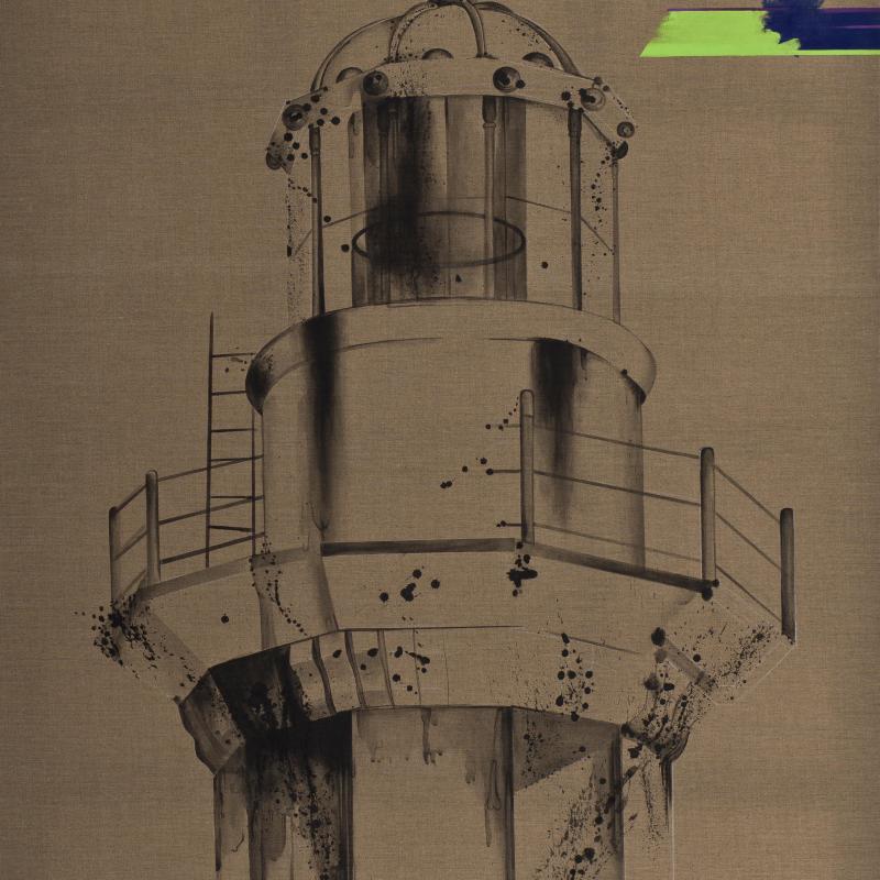 © Véronique Bigo Phare de San Stefano, acrylique sur toile, 2007, 195 x 130 cm, collection Métropole Toulon Provence Méditerranée