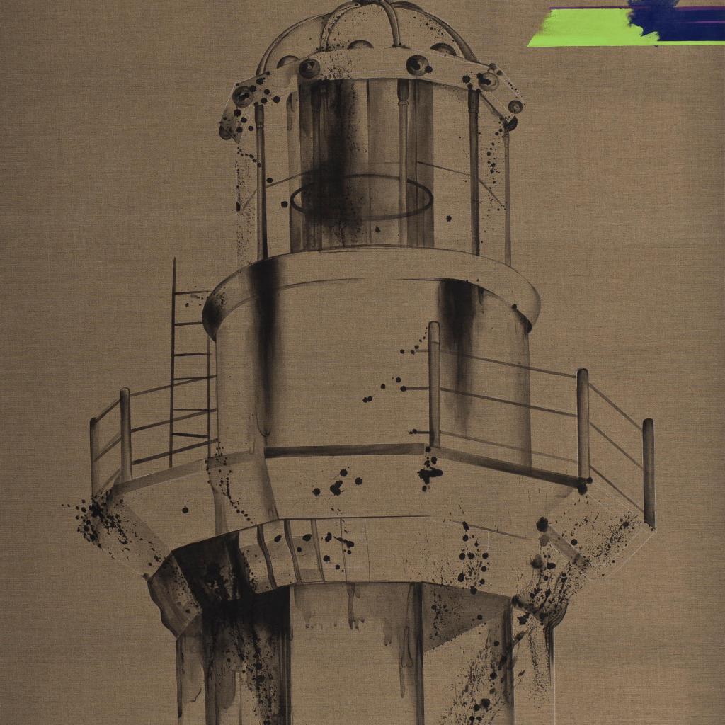 © Véronique Bigo Phare de San Stefano, acrylique sur toile, 2007, 195 x 130 cm, collection Métropole Toulon Provence Méditerranée